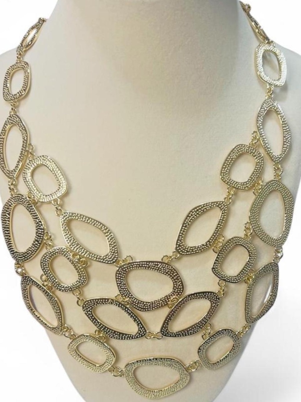 BCBG MaxAzria Gold Tone Bib Statement Necklace Worn Once